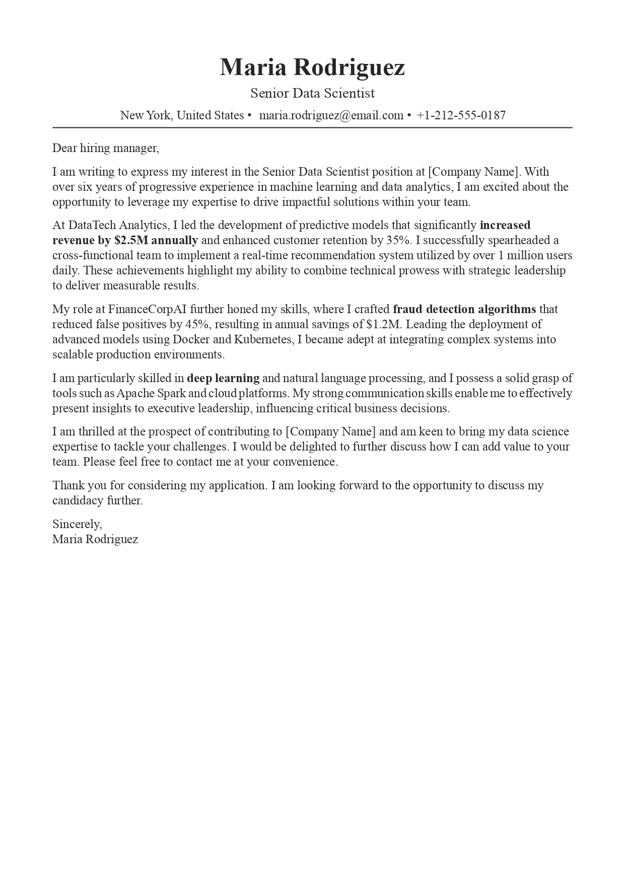 Cover Letter Example