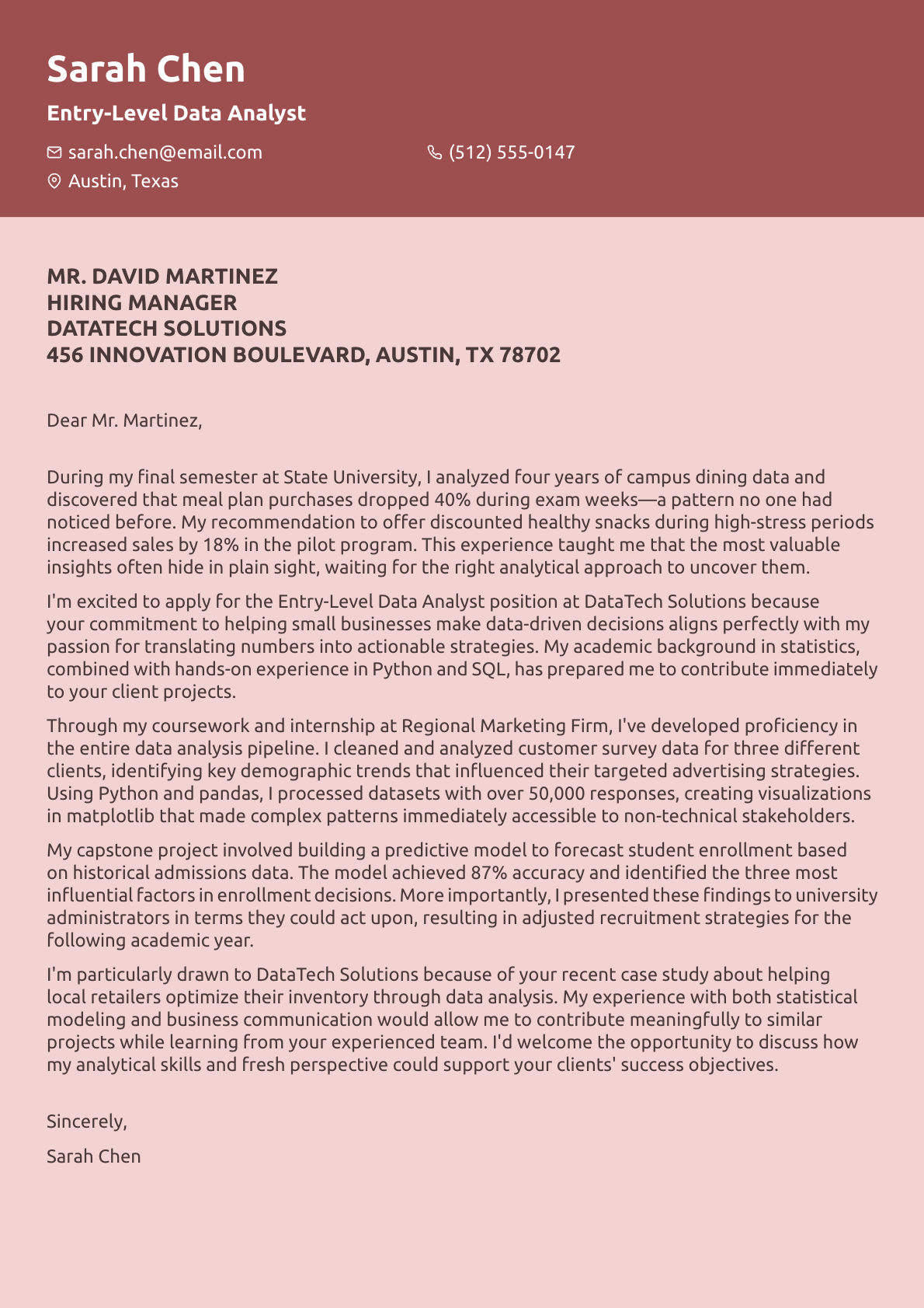 How to Write a Data Analyst Cover Letter: Guide + 3 Examples