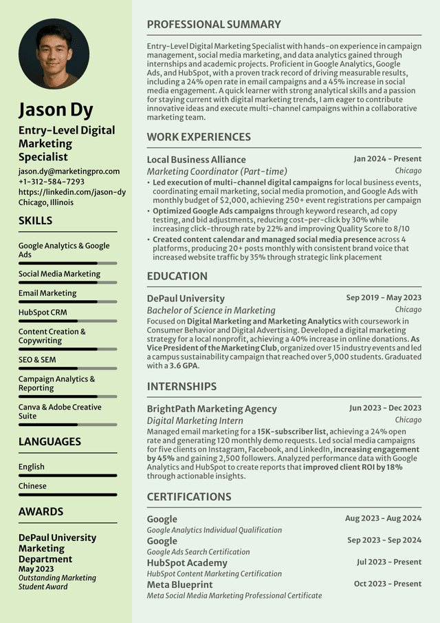 Digital Marketing Specialist Resume: Examples & Writing Guide