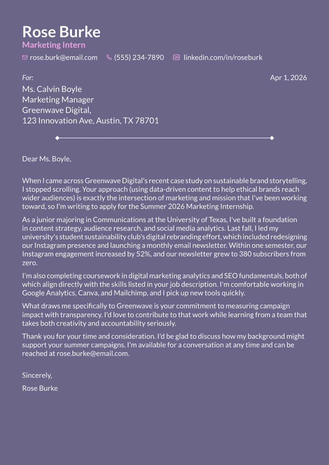 Internship Cover Letter: Examples & Tips for Writing a Good One