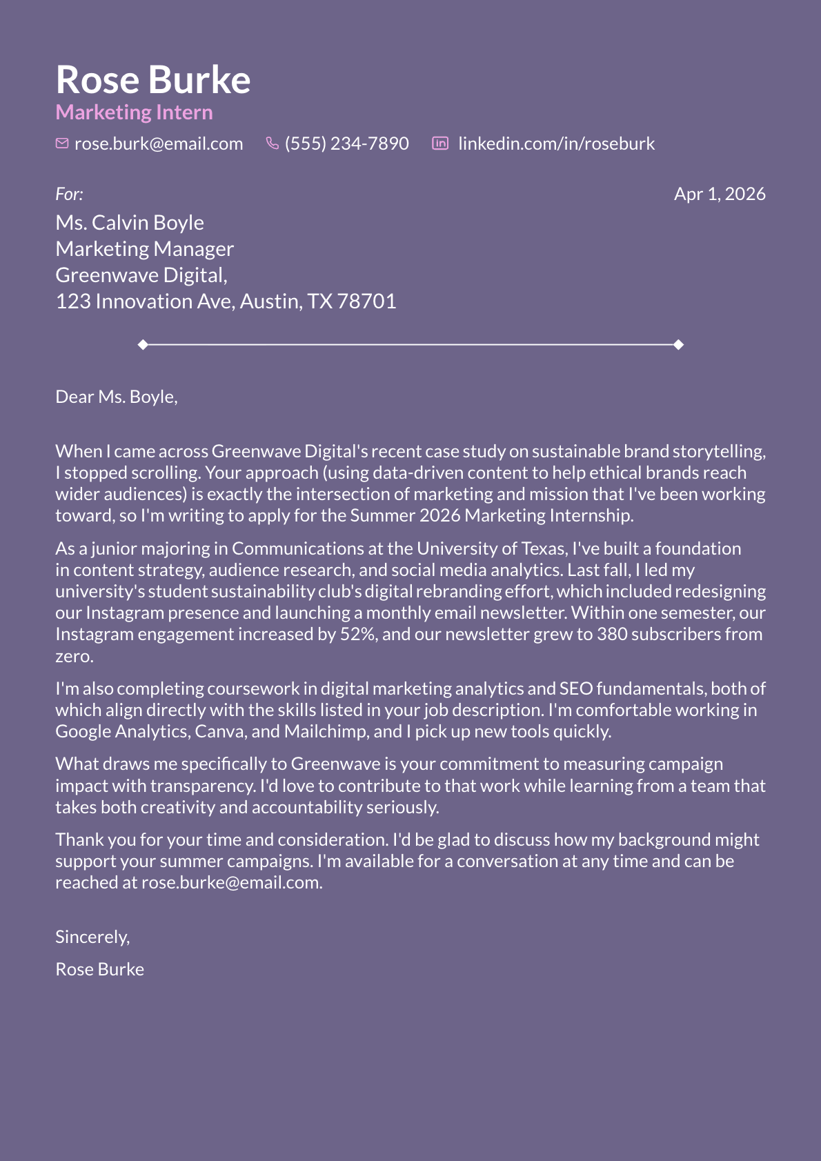 Internship Cover Letter: Examples & Tips for Writing a Good One
