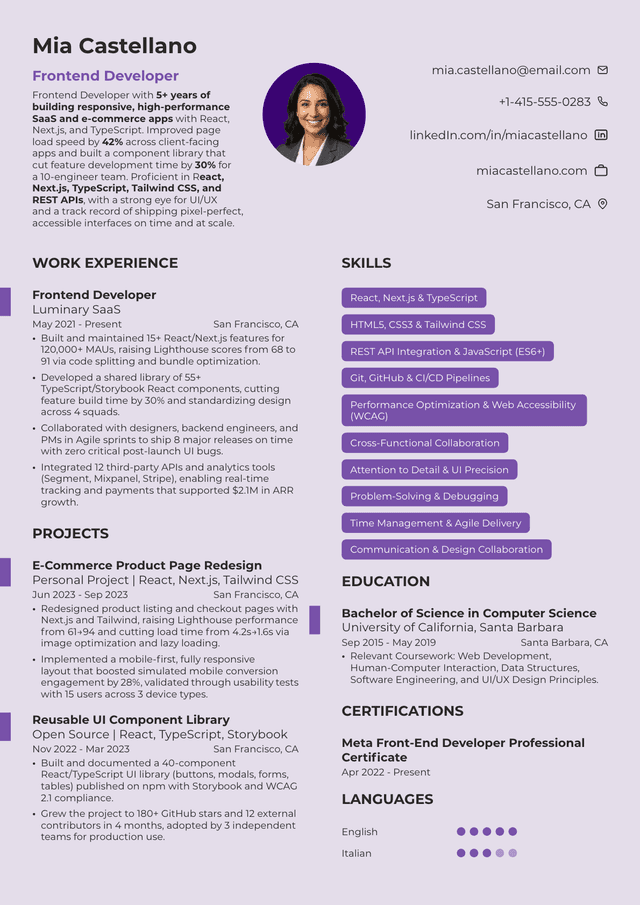 Web Developer Resume: Examples and Writing Guide for 2026