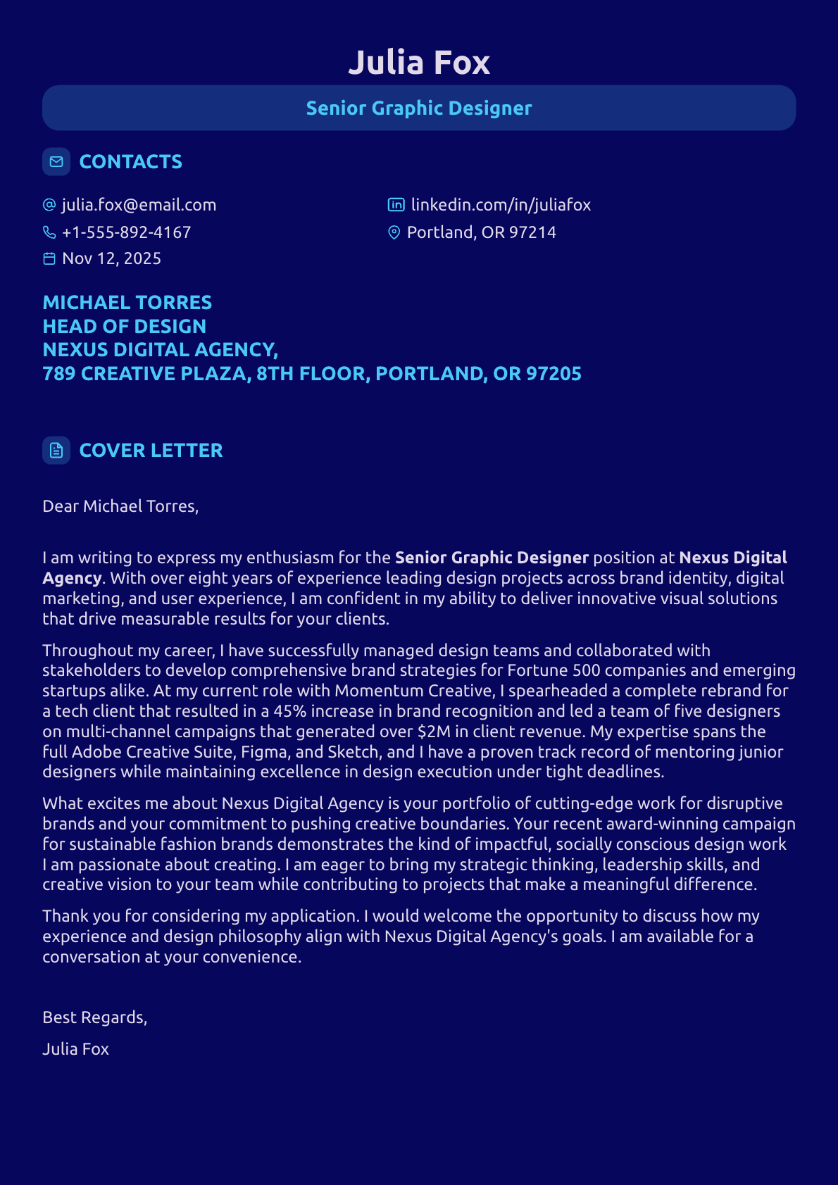 How to Write a Graphic Design Cover Letter (+ Examples)