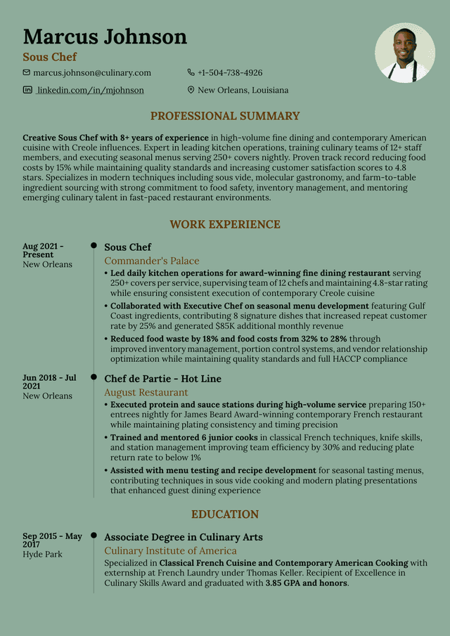 Chef Resume: Examples & Writing Guide for 2026
