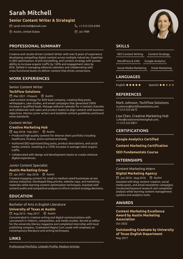 Content Writer Resume: 2025 Writing Guide + Expert Examples