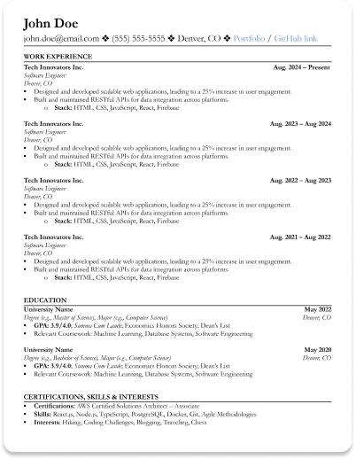 Engineering Resume Example