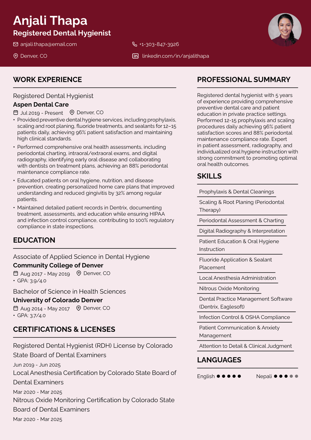 Dentist Resume: Examples and Best Writing Practices in 2026